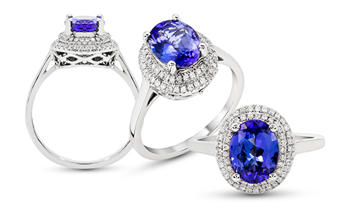 Anillos de diamante con tanzanita
